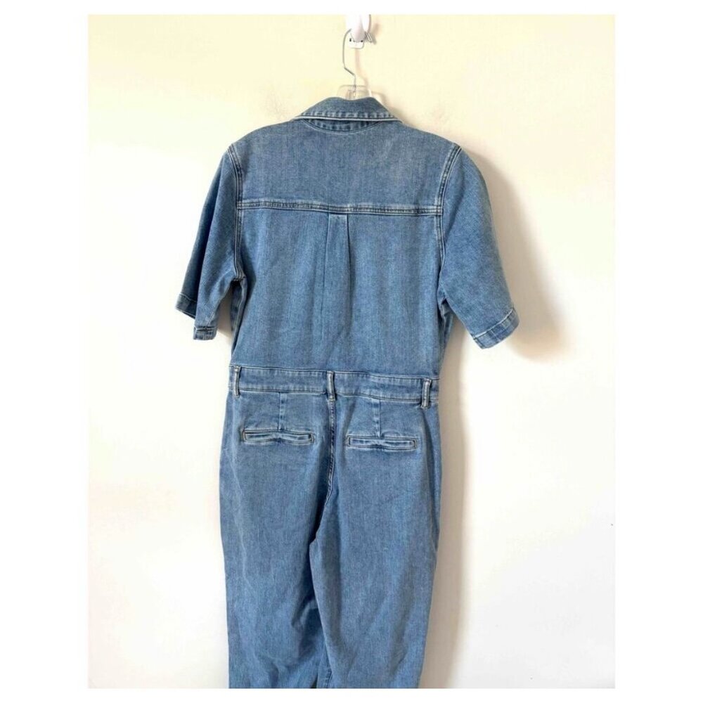 Faherty Organic Cotton Short Sleeve Denim Jumpsuit, new with tags, Size 8 Cloudl - Picture 4 of 7